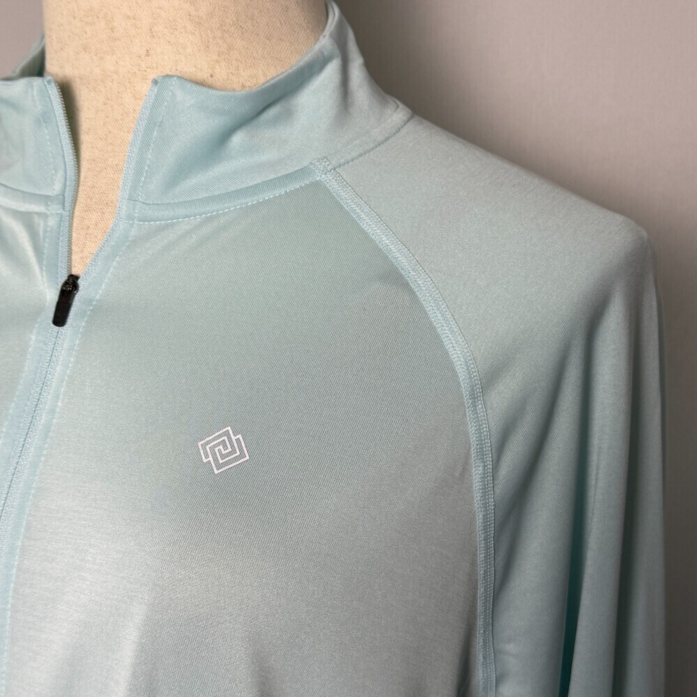 Zelos Women's 3X Light Blue Teal Half Zip Pullover Long Sleeve Activewear Top - Picture 4 of 11